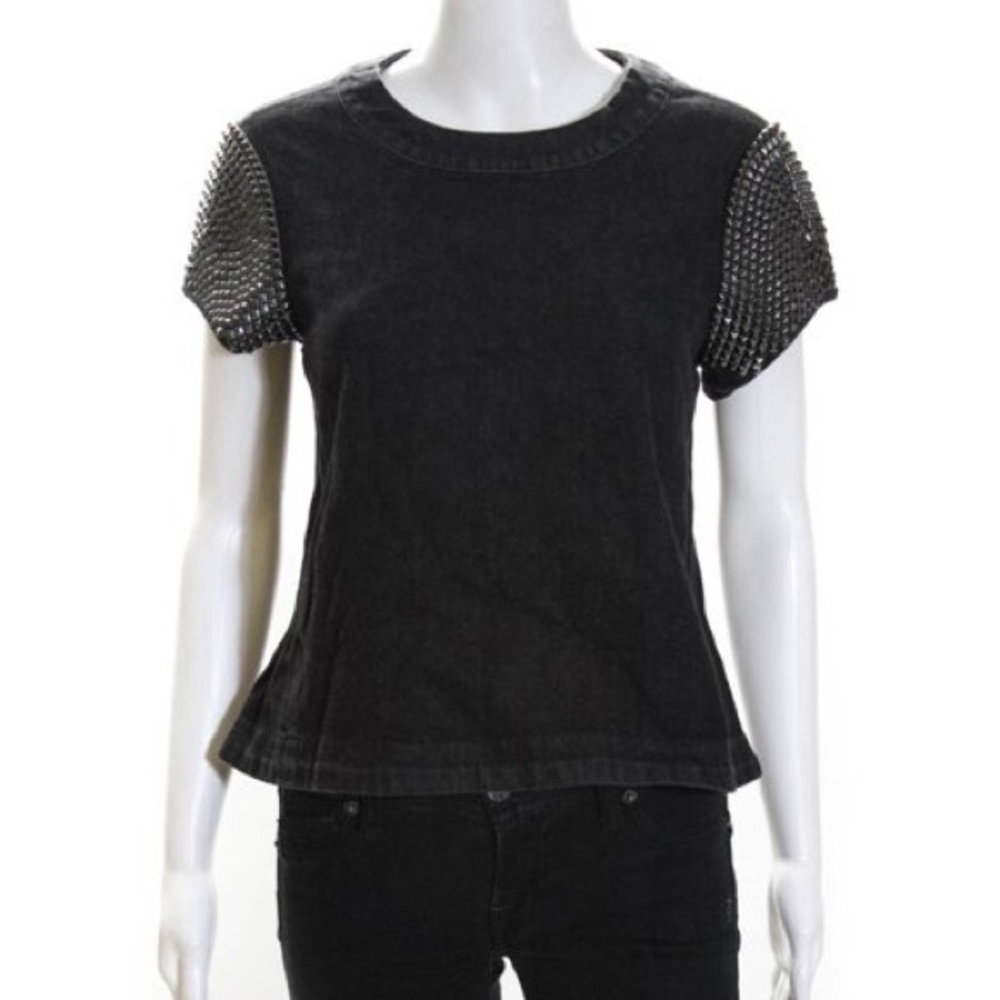 Vintage denim too, silver studded cap sleeve  by GRYPHON New York